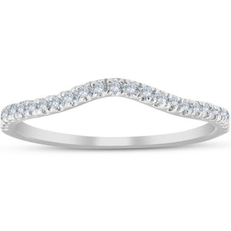Pompeii3 1/4 Ct Curved Diamond Guard Enhancer Wedding Ring 10k White Gold