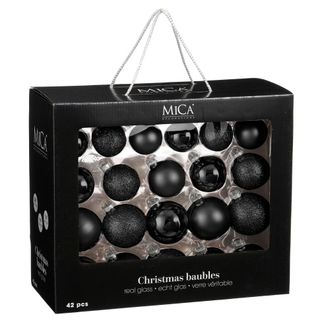 MiCa Decorations Bola de navidad glass baubles negro h7xb7xl7cm