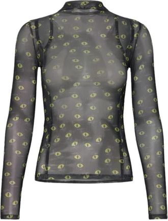 HUGO BOSS Open Top - Dames - Longsleeves - Zwart - S - Katoen - Tops