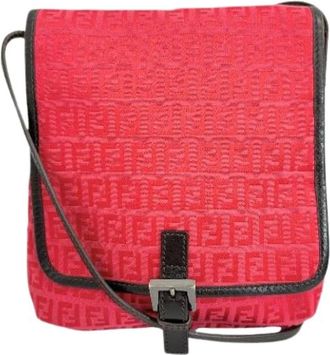 Fendi Pre-owned Cross Body Bags, female, Red, Size: ONE SIZE Pre-owned Canvas Cross Body Bag