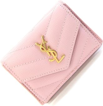 Saint Laurent Black Pink Leather Wallet (Tri-Fold) (Pre-Owned)