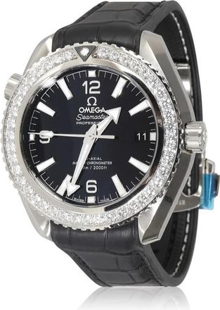 Omega Pre-owned Omega Seamaster Planet Ocean Diamond Black Dial Ladies Watch 215.18.40.20.01.001