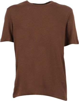 Majestic Filatures T-shirt met ronde hals en korte mouwen - Heren - T-shirts - Bruin - M - Tops