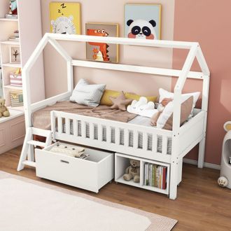 Matteo Versatile Childs Bed with Drawers & Anti-Fall Railings, 90*190cm in White