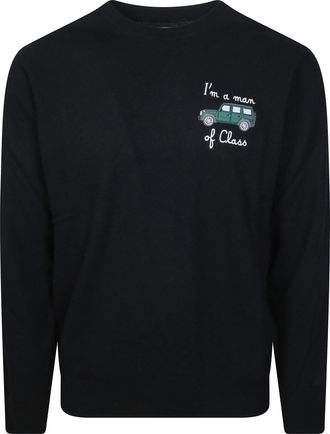 MC2 Saint Barth Black Man Of Class Embroidered Knit Sweater