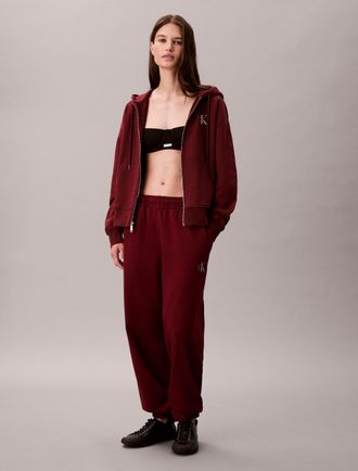 Calvin Klein Jeans Sweathose CALVIN KLEIN JEANS MONOLOGO FRENCH TERRY JOGGER, Damen, Gr. XXL (46), N-Gr, renaissance rot, Jersey, Obermaterial: 86% Baumwolle, 14% Polyes