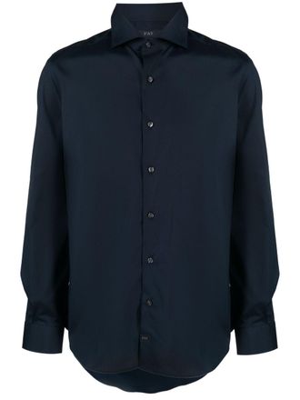 Fay spread-collar button-up shirt - Blue