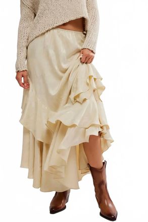 Free People Autumn Promenade Layered Ruffle Maxi Skirt In Beige