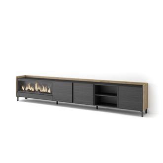 Skraut Home Skraut Home - Mueble Tv, Televisi&oacute;n, Muebles De Sal&oacute;n, Almacenaje, 315x35x61cm, Para Tv Hasta 80, Chimenea El&eacute;ctrica Xxl, Dise&ntilde;o Industrial, Estilo Mo
