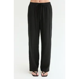 Crescent Easy Wear Linen Blend Pants in Black at Nordstrom, Size Medium