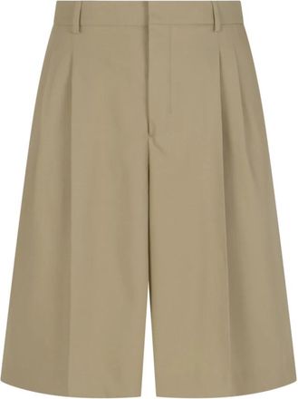 Ami Low Waist Wide Bermuda Shorts met Twee Plooiien - Heren - Korte Broeken - Beige - W38 - Wol - Korte Broeken