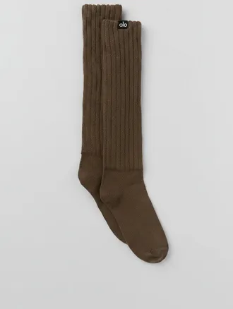 Alo | Scrunch Socks (S) in Espresso, Size: Small