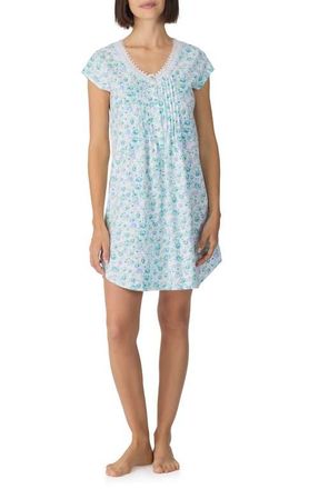 Eileen West Cotton Short Nightgown in Aqua Multi at Nordstrom, Size X-Large