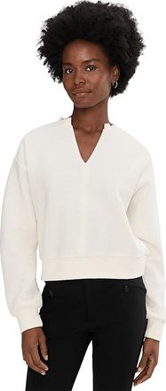 Sanctuary Split Neck Ribbed Top Womens Clothing Chalk : LG (US 10-12), Nylon/Spandex