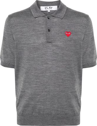 Comme Des Garçons heart-patch wool polo shirt - unisex - Wool - XXXXL - Grey