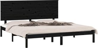 vidaXL Bed Frame without Mattress Black 200x200 cm Solid Wood Pine Vidaxl