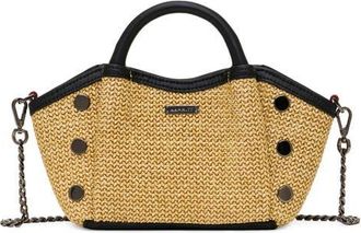 Hammitt Mini Paul Raffia Top Handle Bag in Noir Smooth Raffia/gunmetal at Nordstrom