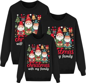 Generic Christmas Jumppers Matching Family Long Sleeve Round Neck Reindeer Snowflake Xmas Tree Sweatshirts Fleece Work Uglly Novelty Sweaters Long Sleeve Holi