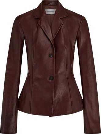 Ferragamo leather jacket - women - Goat Skin/Rayon - 38 - Brown