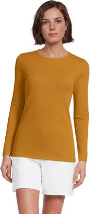 Lands End Long Sleeve Micro Rib T-Shirt in Vintage Amber at Nordstrom, Size X-Large