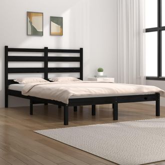 vidaXL Vidaxl - Estructura De Cama De Madera Maciza De Pino Negra 140x190 Cm