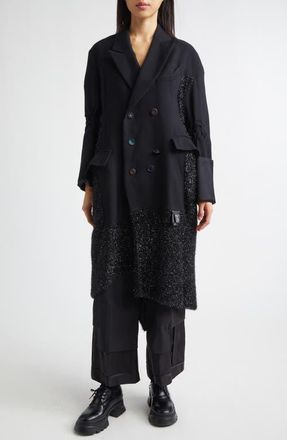 Undercover Cotton & Wool Mixed Media Coat in Black at Nordstrom, Size 1