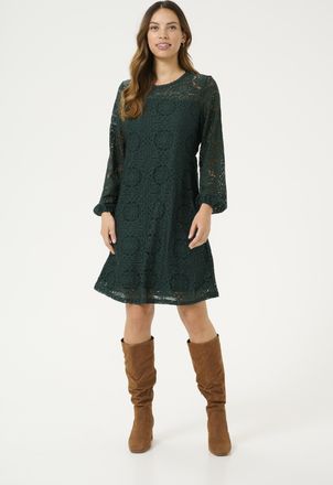Cream Jurk Feminine dark green
