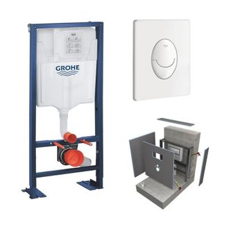 GROHE Set Marco De Soporte Grohe Solido Con Revestimiento Wedi I-board, Blanco, Con Revestimiento De Piedra Gris