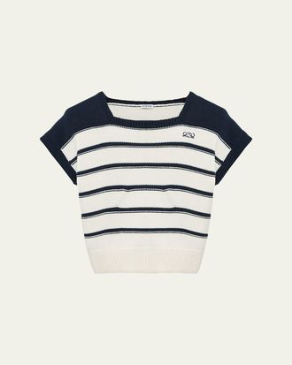 Loewe Short-Sleeve Stripe Knit Sweater
