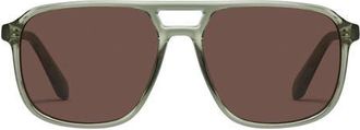 Quay On the Fly 57mm Aviator Sunglasses in Moss/Brown at Nordstrom