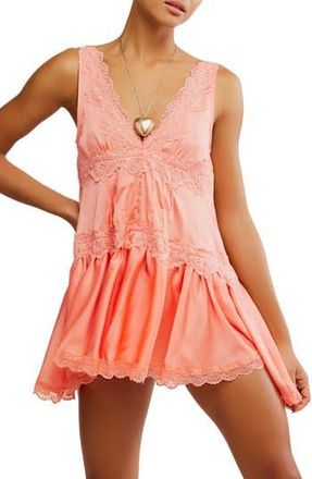 Free People Lace Trim Satin Mini Slipdress in Desert Blossom at Nordstrom Rack, Size Small