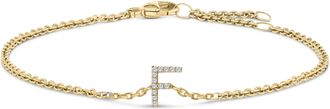 House of Brilliance 10K Gold Diamond Accent A-Z Initial Charm and Link Bracelet