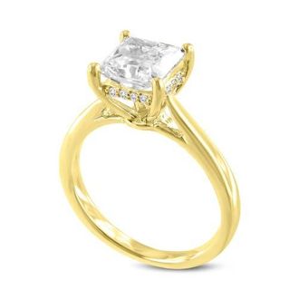 LuvMyJewelry Genoveva 14K Yellow Gold Princess Cut Lab Grown Diamond Hidden Halo Engagement Ring - 2.2 Ct at Nordstrom, Size 6