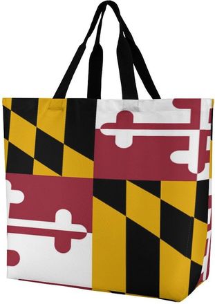 Generic Maryland Flag Reusable Shopping Bags Large Capacity Grocery Bag Heavy Duty Tote for Women 40x40x16cm