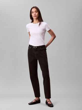 Calvin Klein Jeans Mom-Jeans CALVIN KLEIN JEANS NEW MOM JEAN, Damen, Gr. 25, L&auml;nge 30, ck essential schwarz, Denim/Jeans, Obermaterial: 98% Baumwolle, 2% Elasthan, unifa