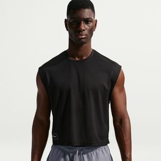 Nike Mens Swim Crop top Top in Black | NESSG520-001