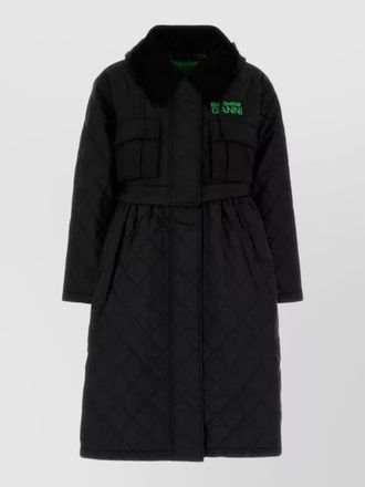 Barbour long hooded polyester ganni quilted jacket