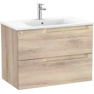 Roca Pack Mueble Base De 2 Cajones + Lavabo Aleyda Roca Color: Beige Madera - Medidas: 805x460x565 Mm - Posici&oacute;n Del Lavabo: Central