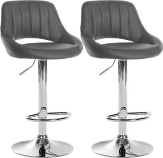 Clp Juego De 2 Taburetes De Bar Milet De Piel Sintetica Gris