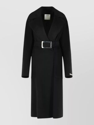 Sportmax coat belted waist long sleeves silk nylon