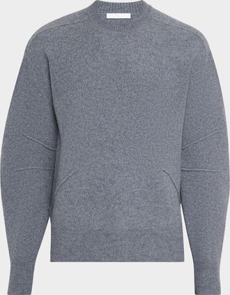 Helmut Lang Mens Pintuck Seam Boiled Wool Crewneck Sweater