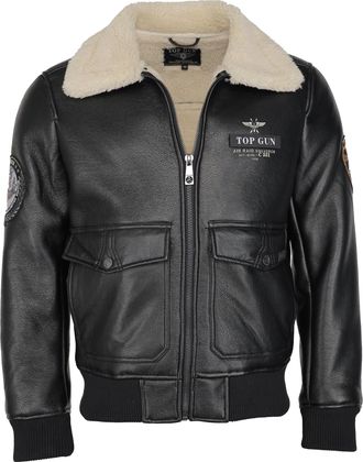 Top Gun imitatieleren jas TG20213035 met imitatiebontkraag