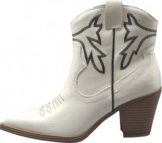 Mia Womens Alejo Western Ankle Bootie In Off White