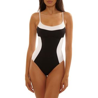 BECCA by Rebecca Virtue Sport Mode Lace-Up One-Piece Swimsuit in Black at Nordstrom, Size Small