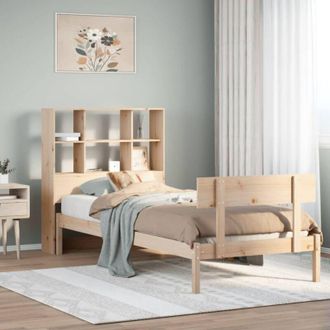 vidaXL Cama Con Estanter&iacute;a Sin Colch&oacute;n Madera Maciza De Pino 90x200 Cm Vidaxl