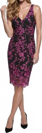 Sienna Womens Floral Lace Sheath Dress In Black Multi