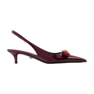 Versace Pumps, female, Red, Size: 10 US Burgundy Leather Pointed Toe Pumps