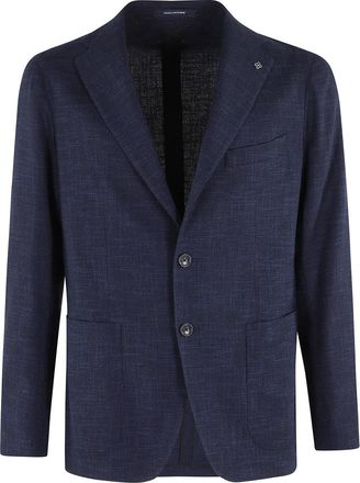 Tagliatore Jacket 1 Breast Wol Zijde Katoen Effect - Heren - Blazers - Blauw - XL - Katoen - Jassen