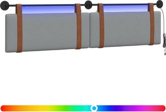 vidaXL Cabecero Colgante Con Luz Led Gris Claro Pu Antiguo Vidaxl