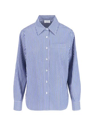 P.A.R.O.S.H. Blue Striped Cotton Shirt with Rhinestones